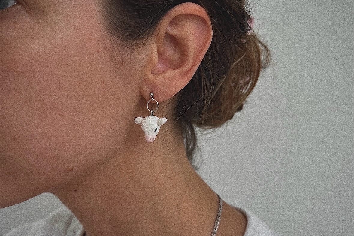 серьги белые овечки № 2