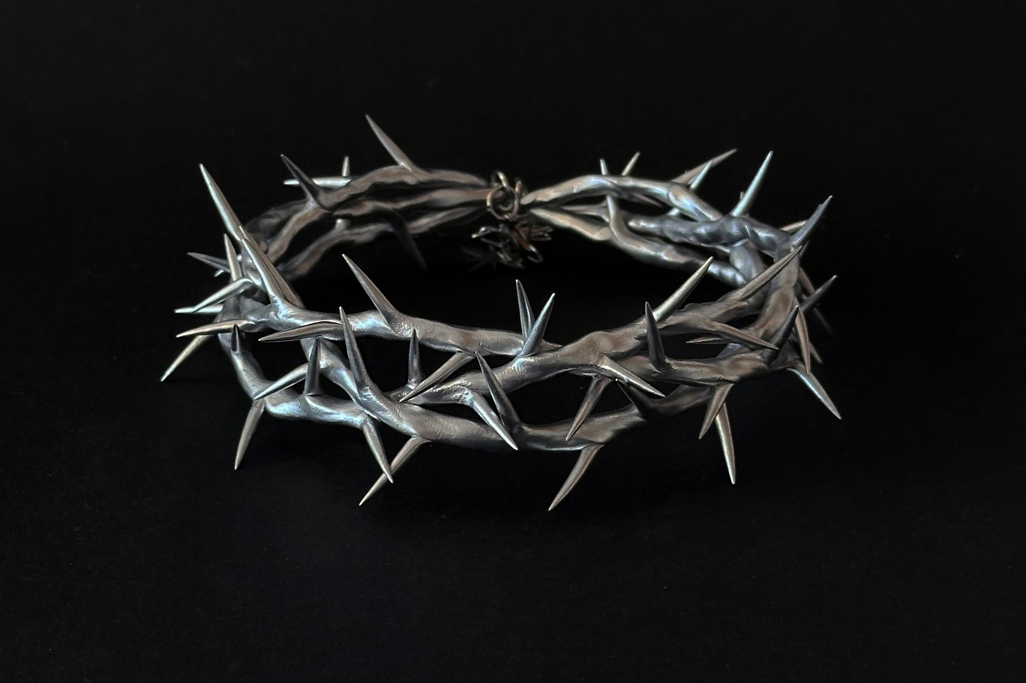 коллар серебристая тройная терновая ветвь