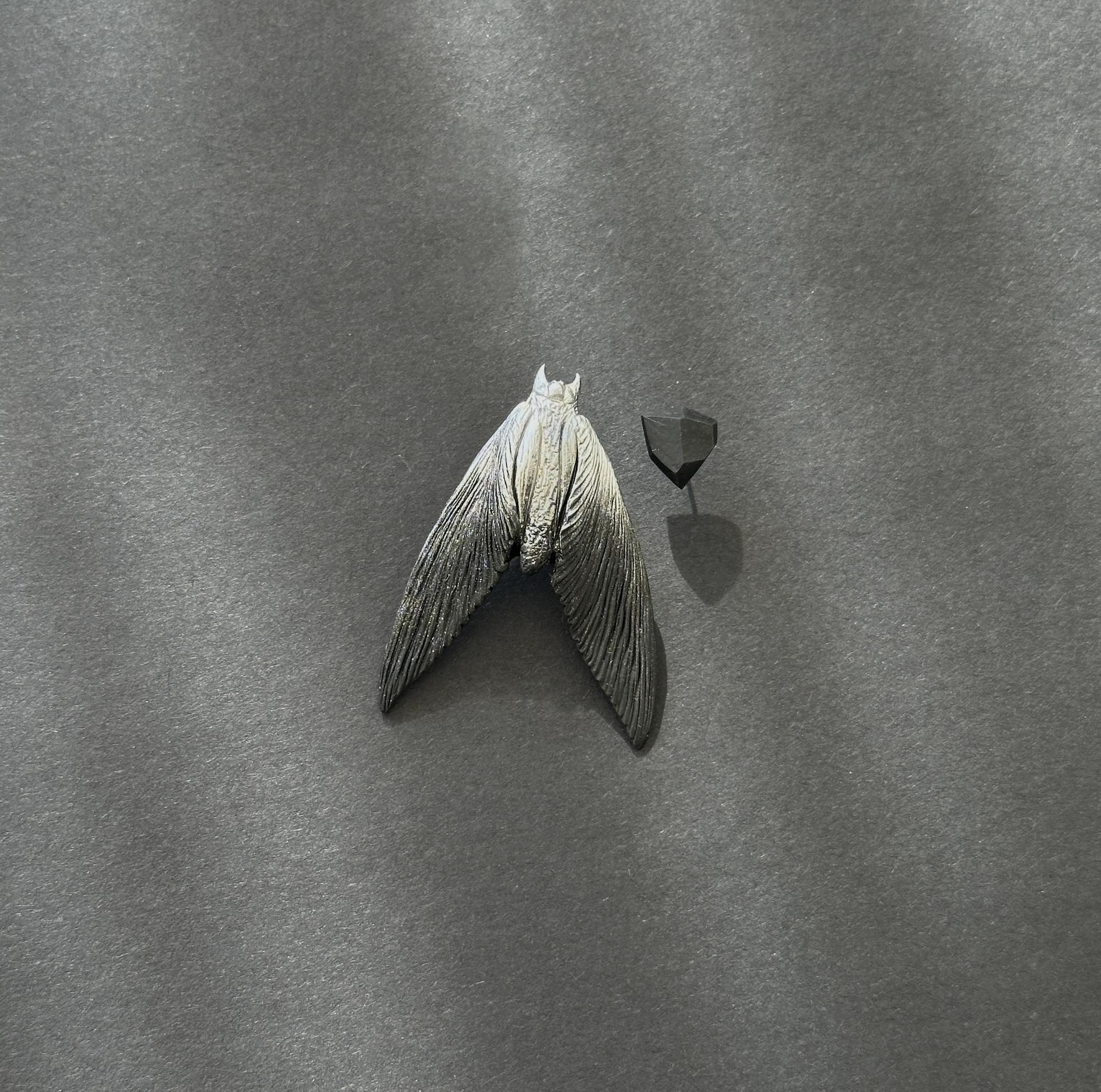 серьги мотылек серебристый и грань