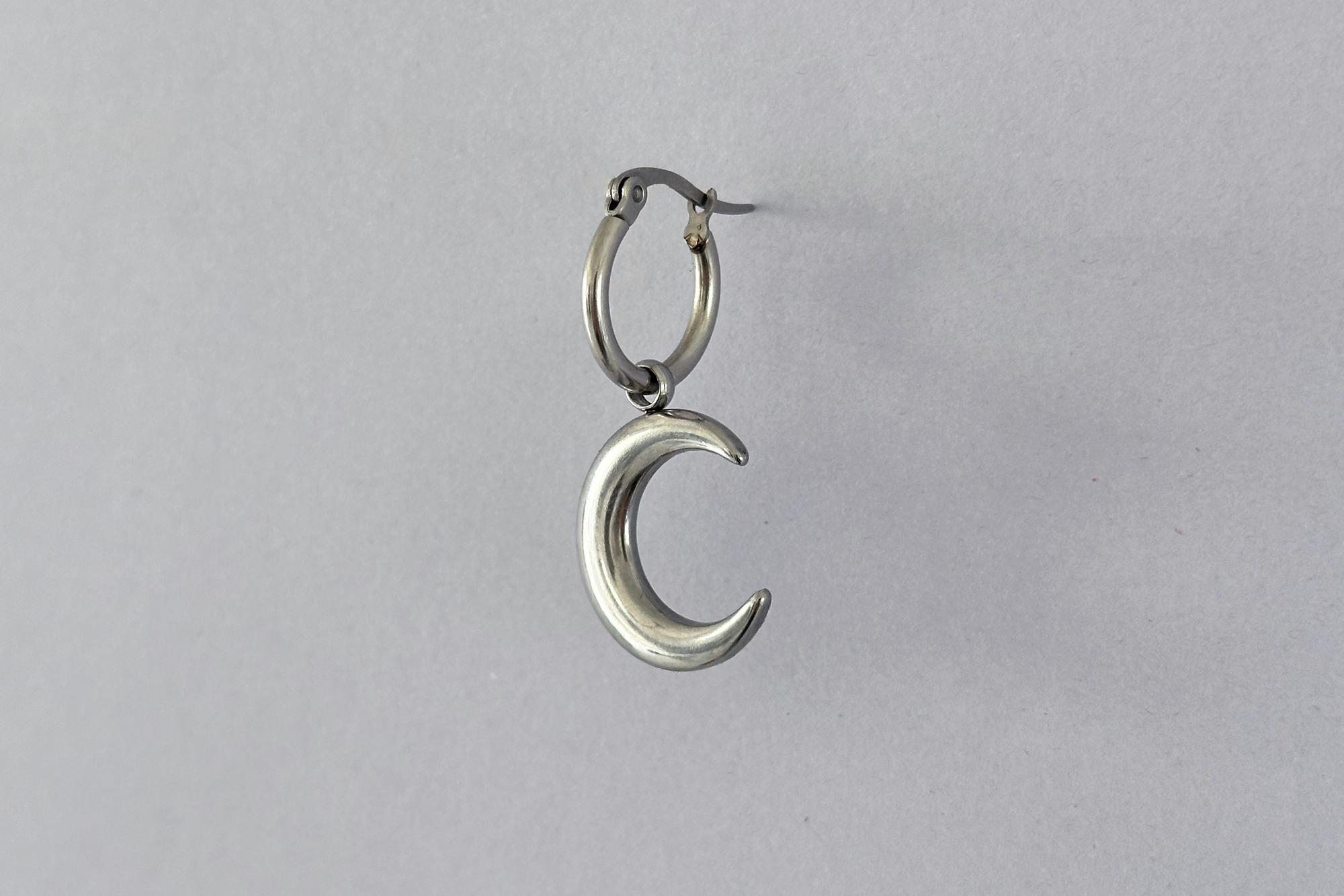 моносерьга стальная луна №2