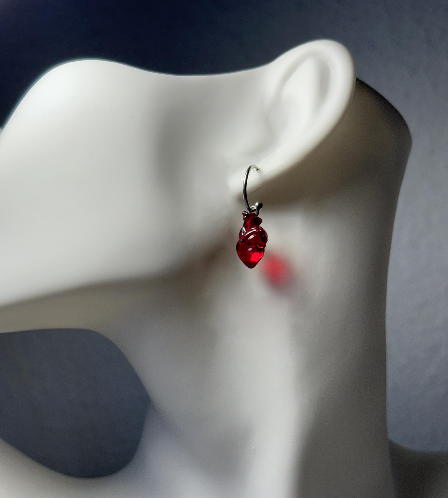 серьги красные сердца