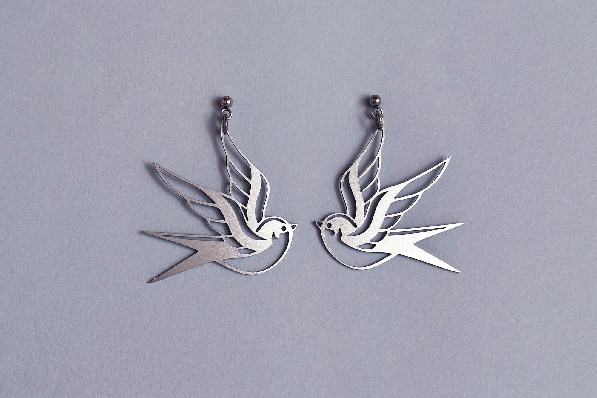 серьги стальные ласточки