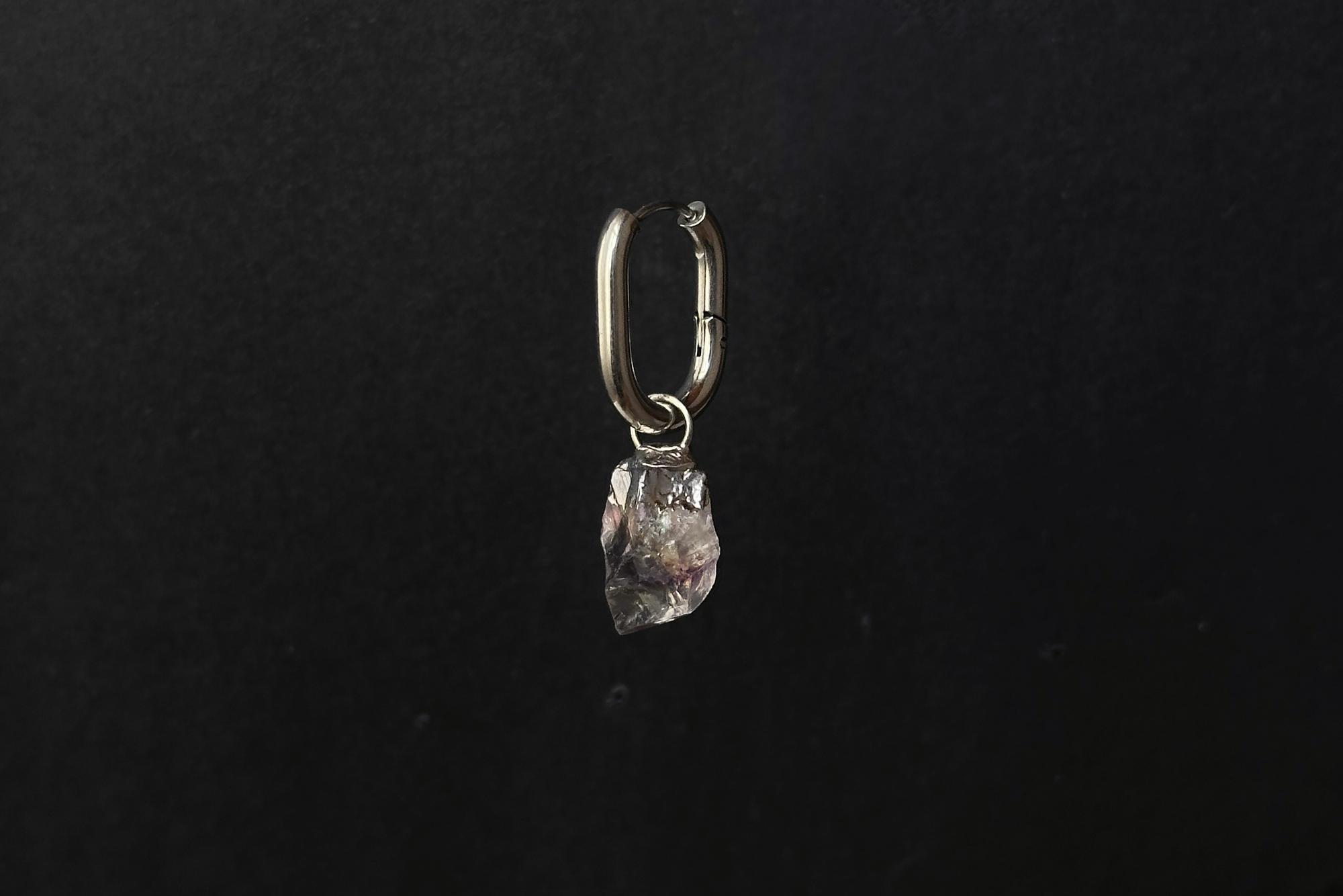 моносерьга с аметистом №3