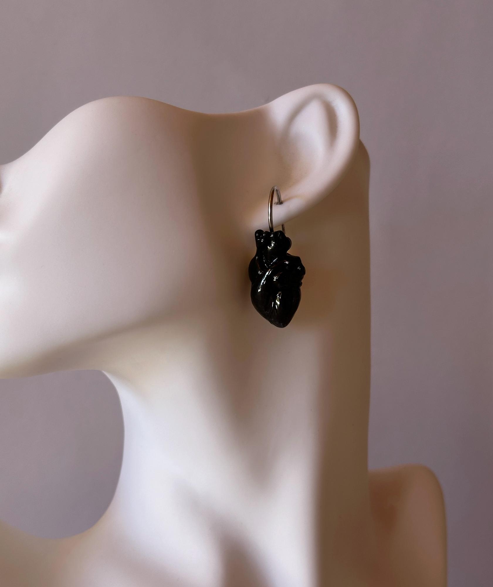 серьги черные сердца №2