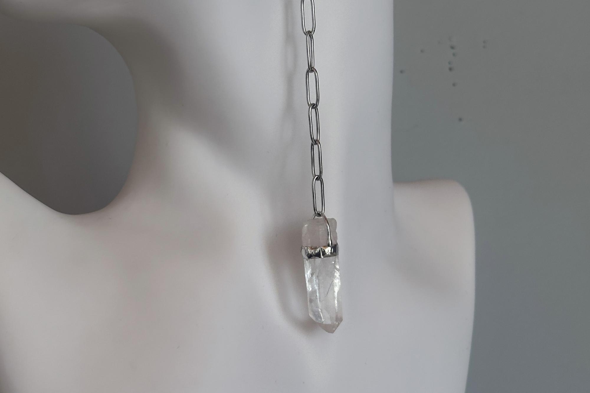 длинные серьги с горным хрусталем