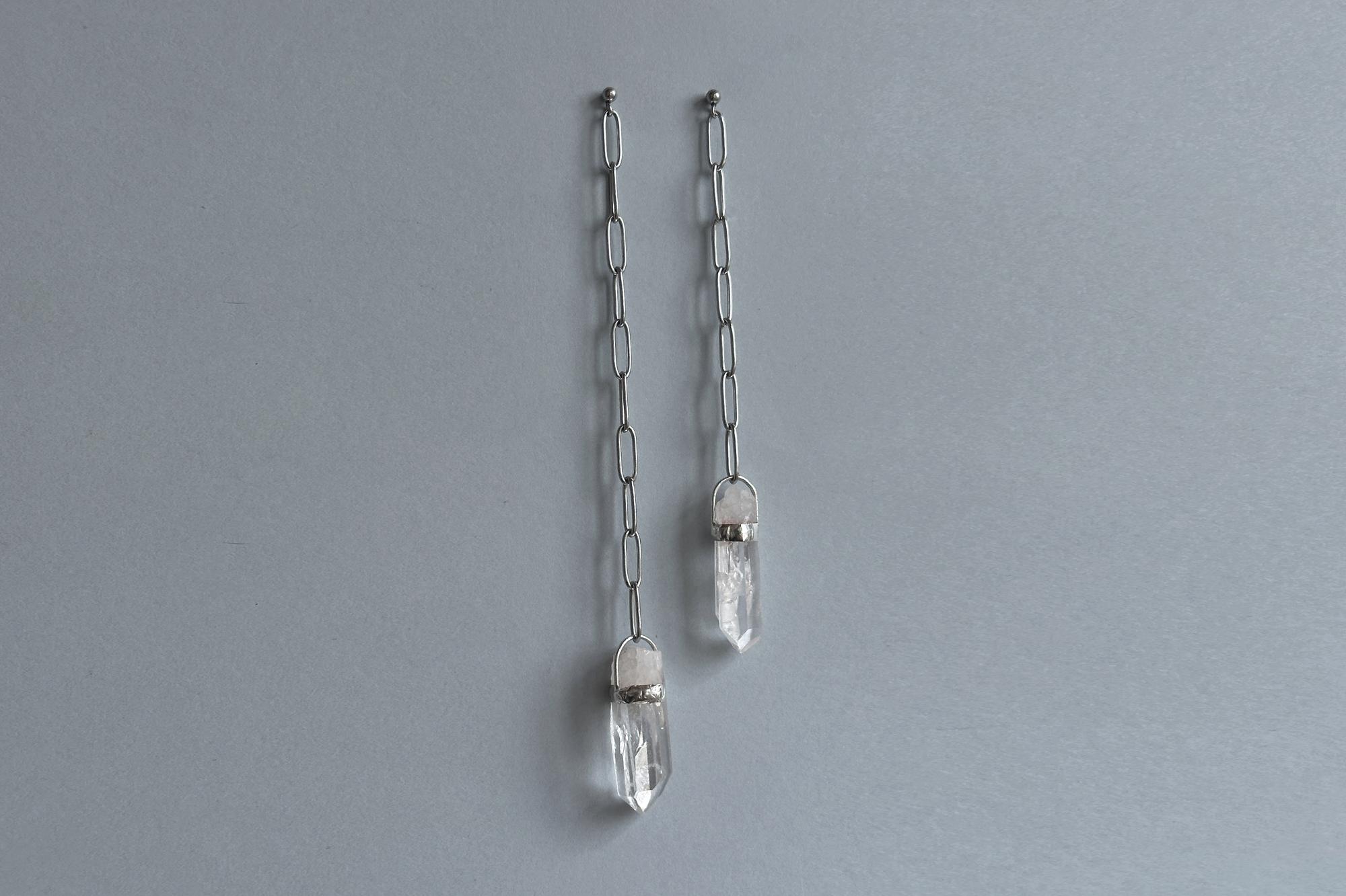 длинные серьги с горным хрусталем