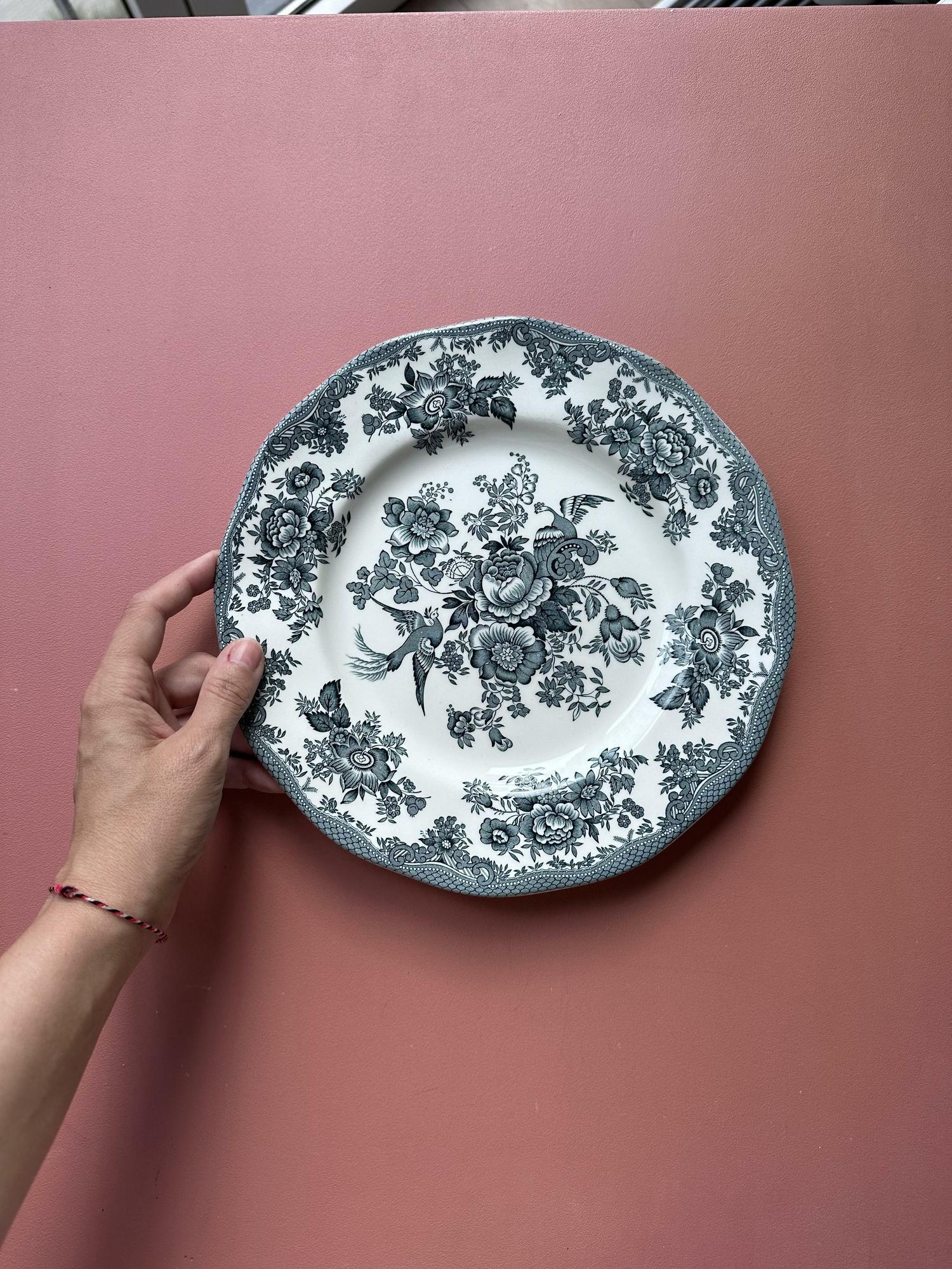 Столовая тарелка  "Райские птицы" в сине-зеленом цвете