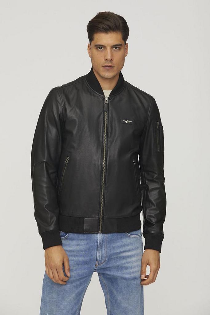 Куртка AERONAUTICA  5023 кожаная черная