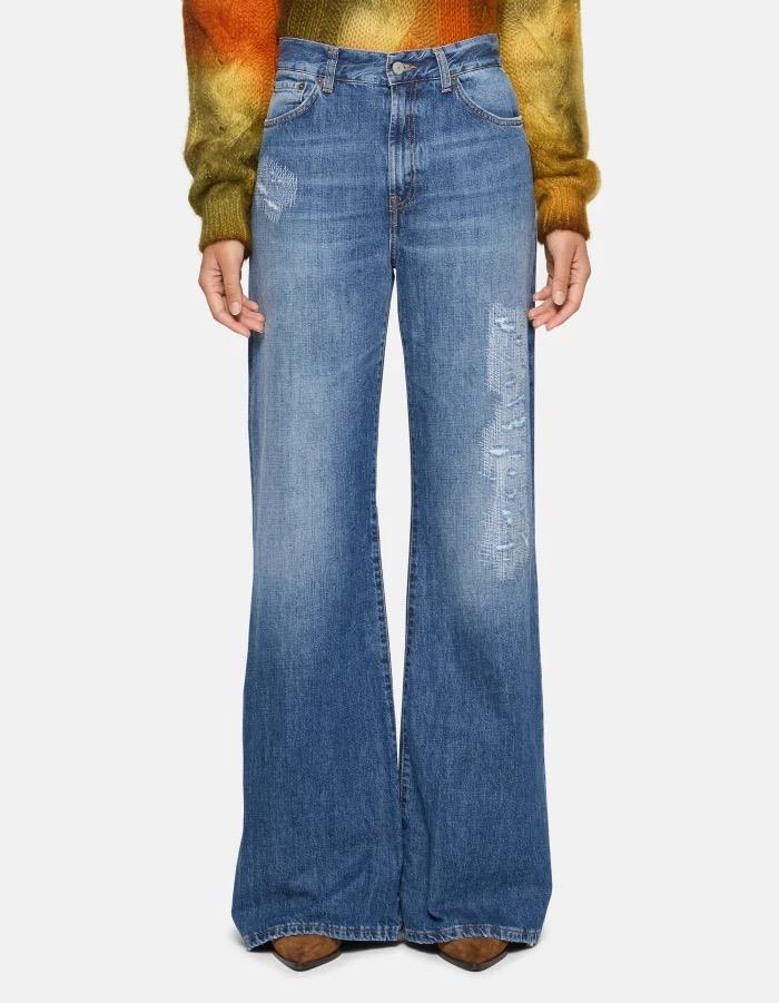 Джинсы DONDUP 619 голубые стразами AMBER