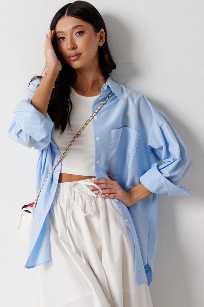 Рубашка ANNETE 875 голубая, оверсайз