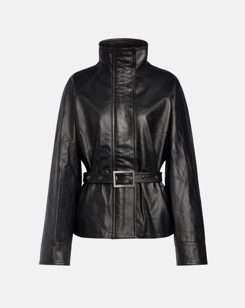 Куртка DONDUP черная кожаная с поясом