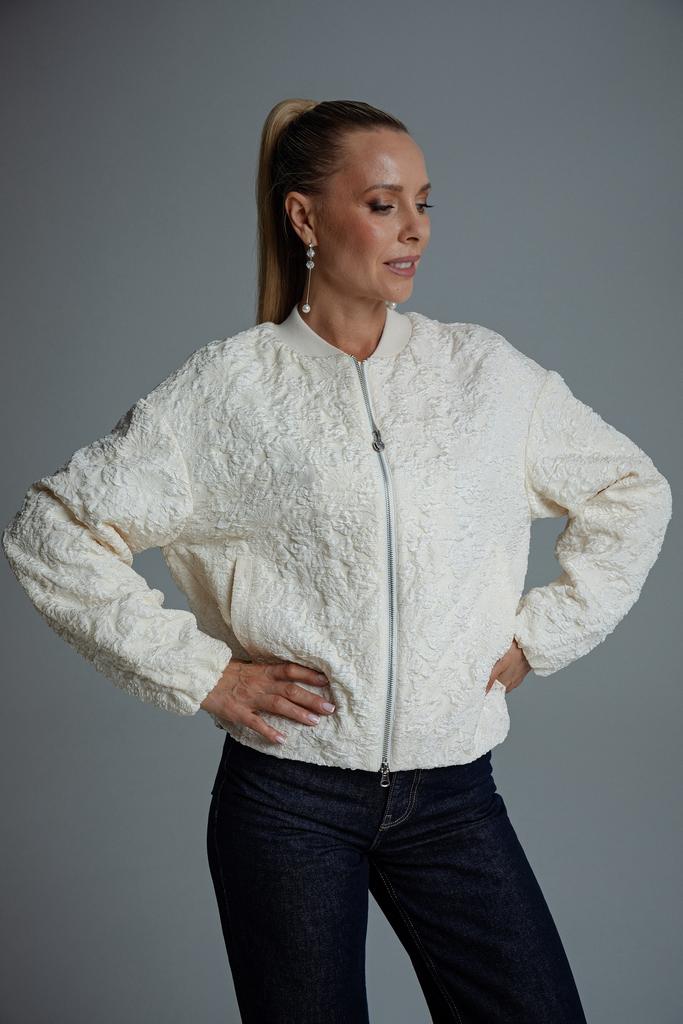 Бомбер TUFFONI 7726023 молочный, цветы