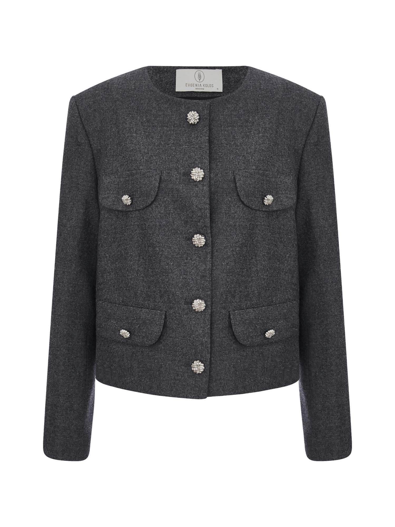 Жакет графитового цвета из шерсти с кашемиром