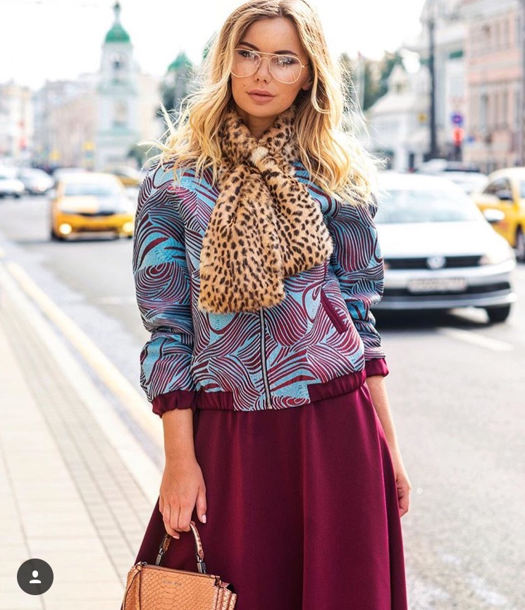 Леопардовый меховой шарф