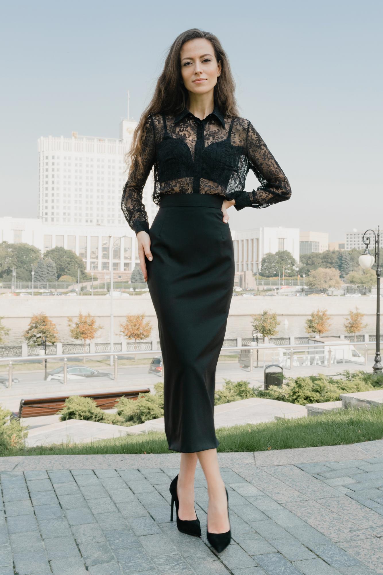 Юбка из люксовой шерсти чёрного цвета