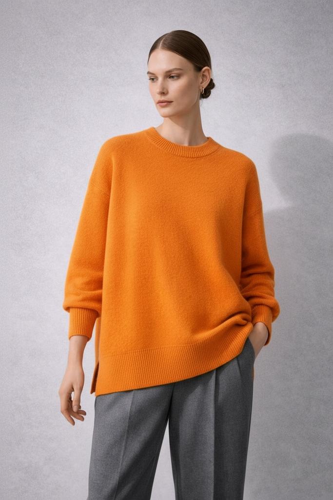 Удлинённый oversize джемпер, оранжевый