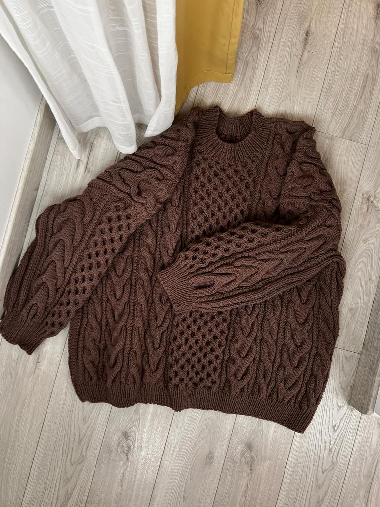 Свитер «медовые соты» какао