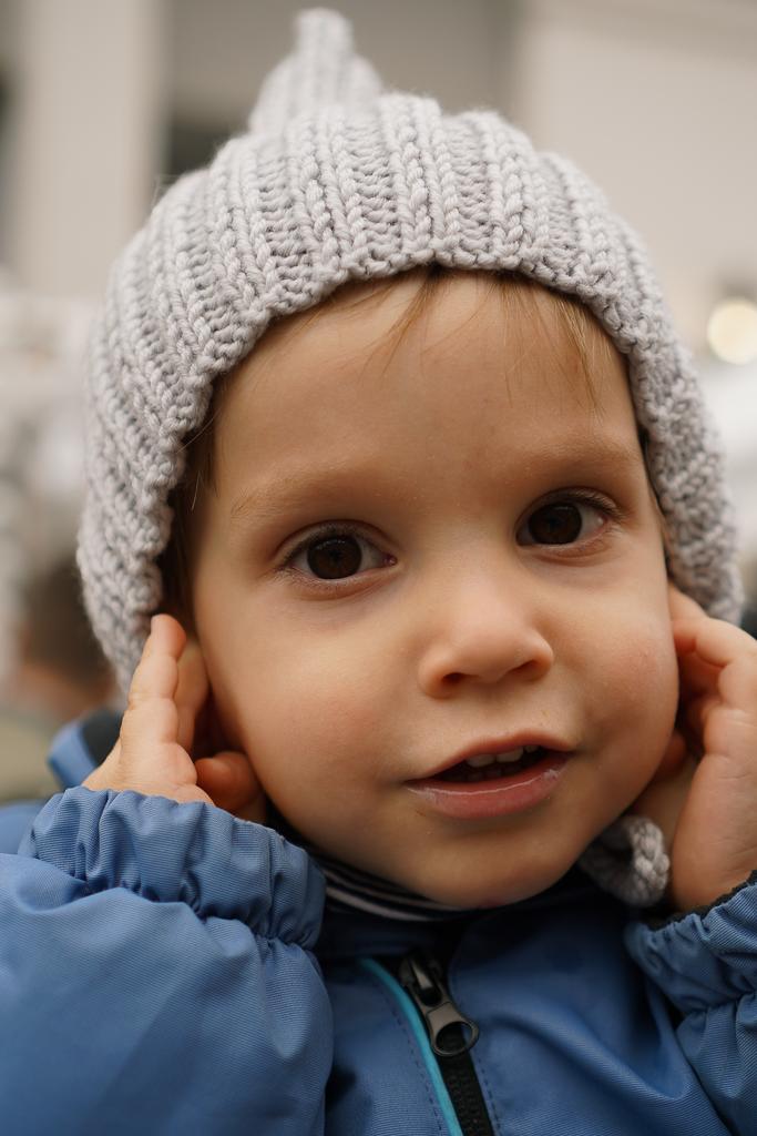 Чепчик «Эльфик» из итальянского мериноса, светло-серый