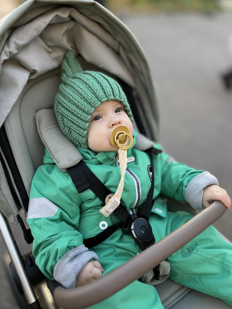 Чепчик «Эльфик» из итальянского мериноса, зеленый