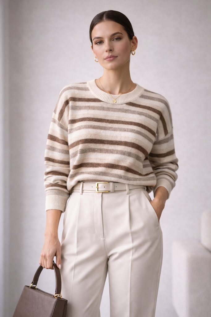 Джемпер “Soft Stripe”  молочный шоколад