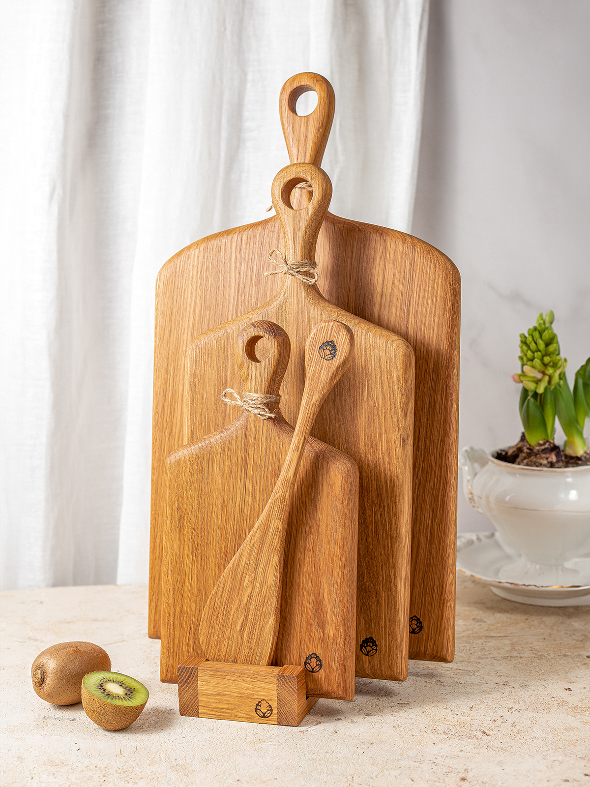 Базилик макси сет разделочные доски/доски для подачи из дуба (KKXXL)