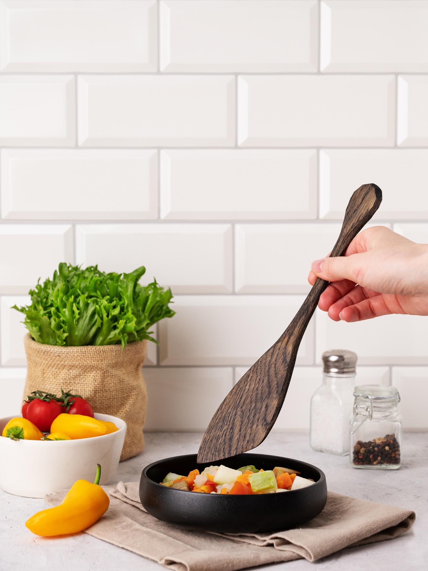 Лопатка кухонная со скошенным краем, цвет венге