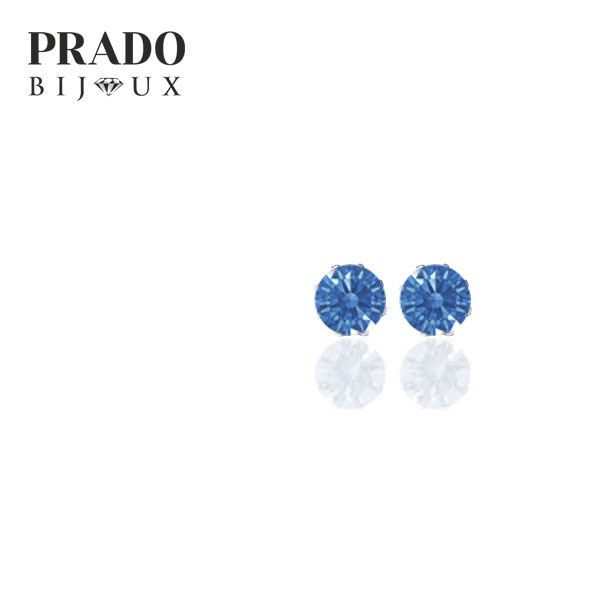 Пусеты "Solitaire" Swarovski zirconia fancy blue
