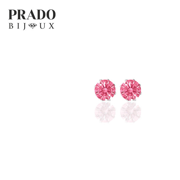 Пусеты "Solitaire" Swarovski zirconia fancy pink