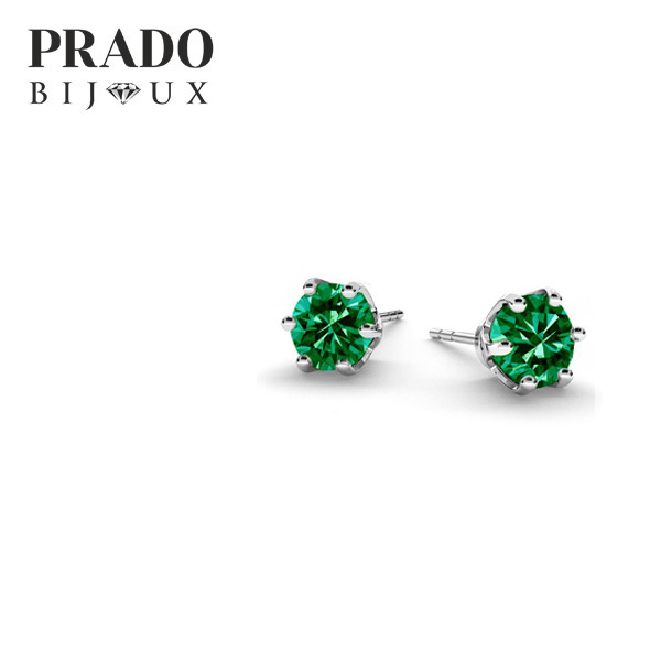 Пусеты "Solitaire" Swarovski zirconia green
