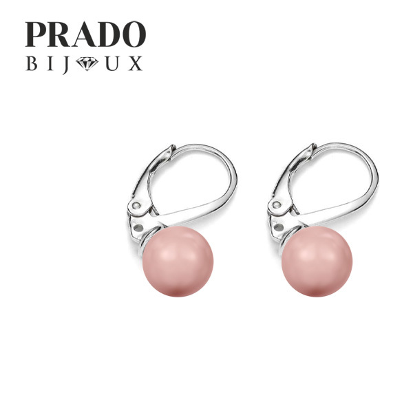 Серьги "Crystal pearl" pink coral