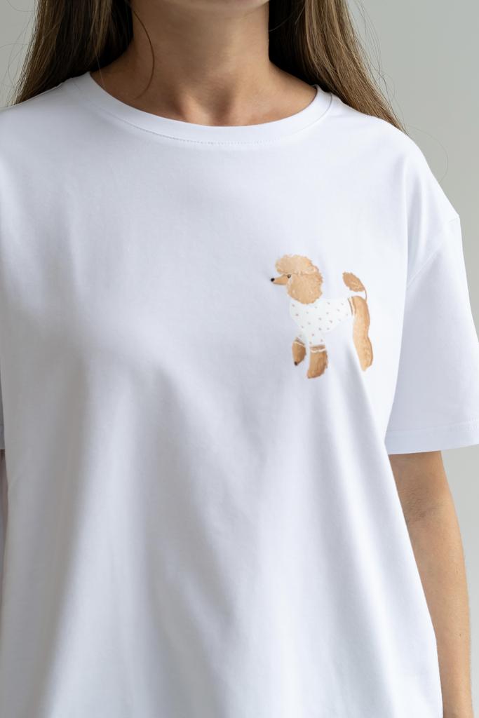 Футболка с собачкой белая