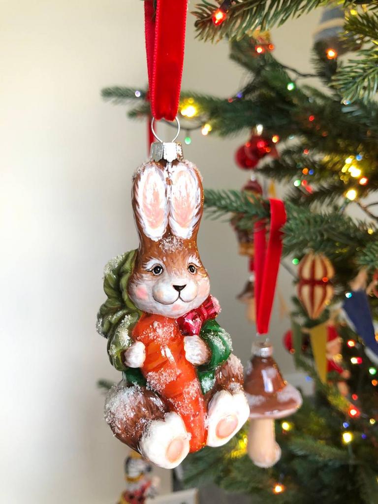 Елочная игрушка зайчик