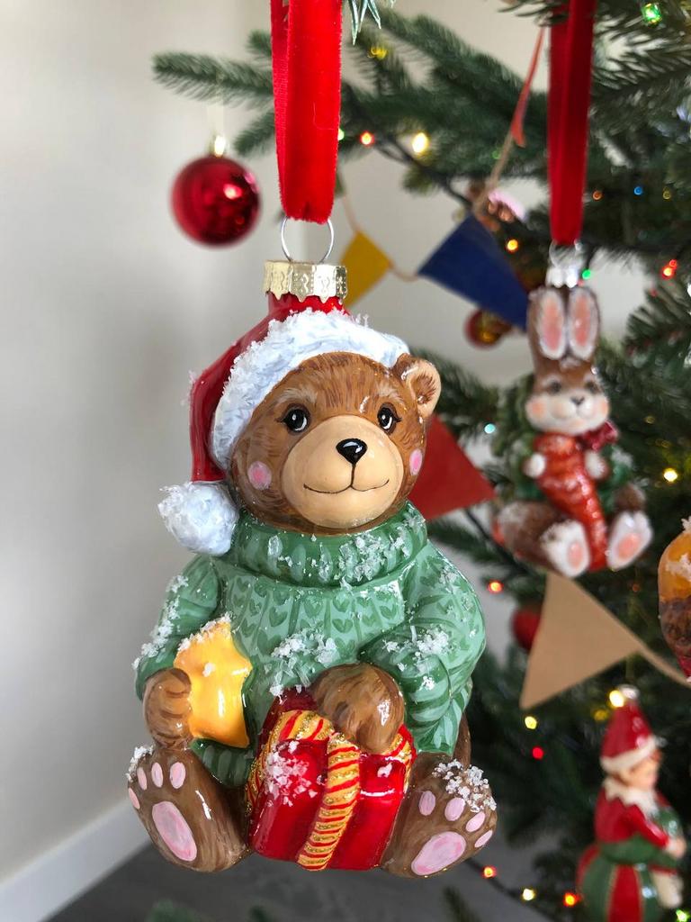 Елочная игрушка мишка зеленый