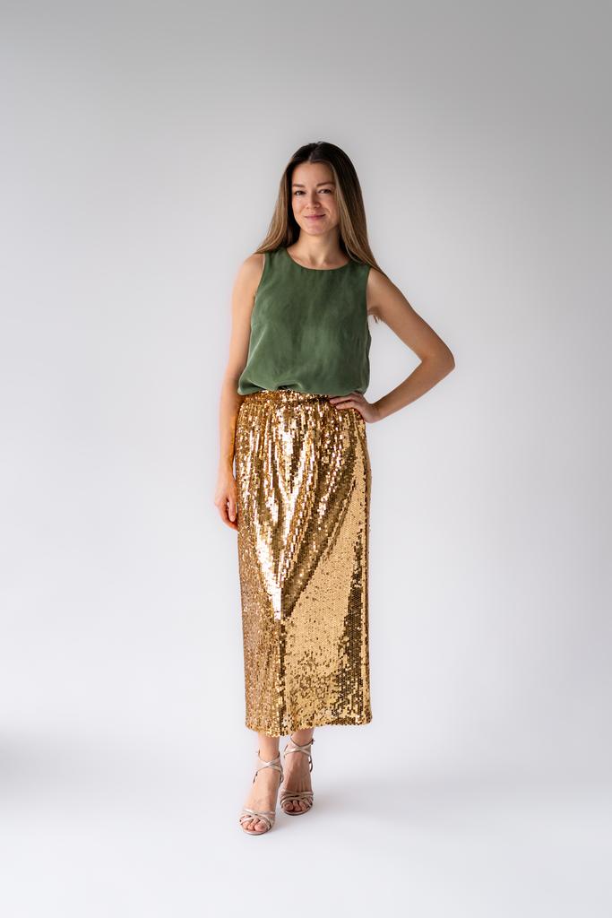Юбка с пайетками золотая