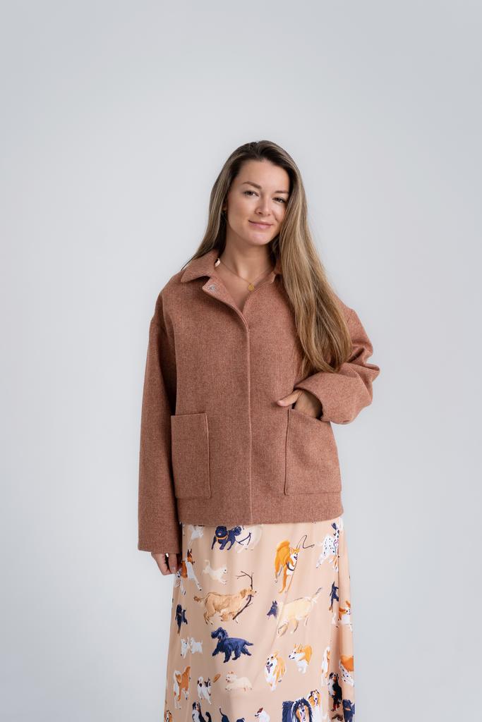 Пальто терракотовое