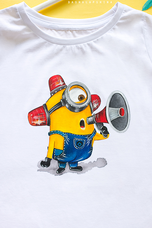 Футболка с росписью Миньон-рабочий
