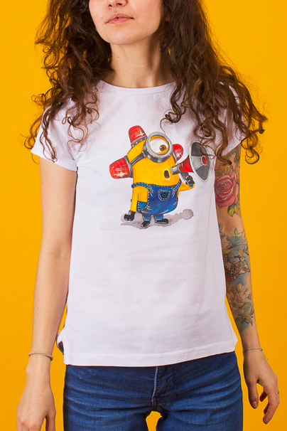 Футболка с росписью Миньон-рабочий