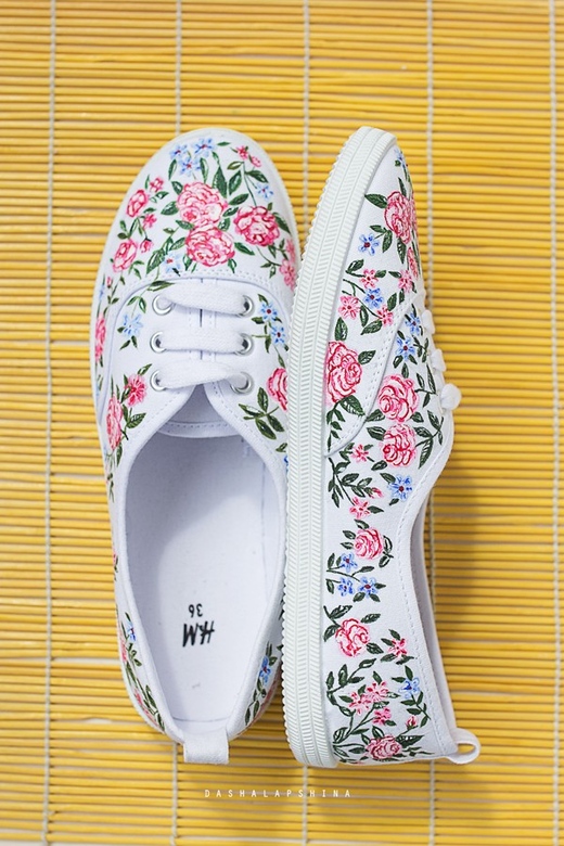 Кеды с росписью Summer Rose