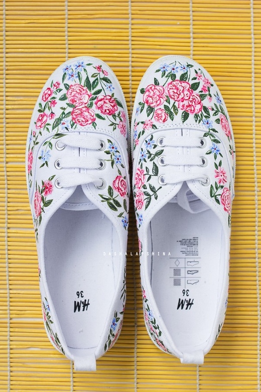 Кеды с росписью Summer Rose