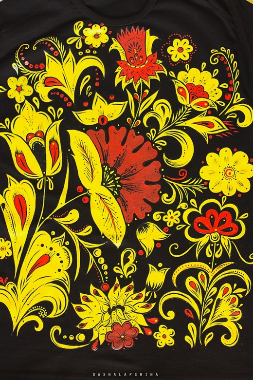 Мужская Футболка с росписью ХОХЛОМА