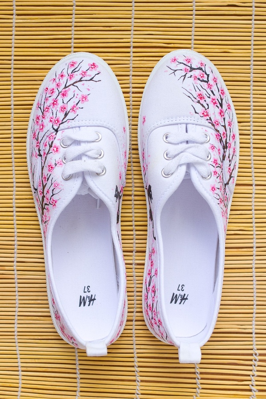 Кеды с росписью - Сакура