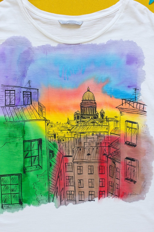 Футболка с росписью - Яркий Петербург