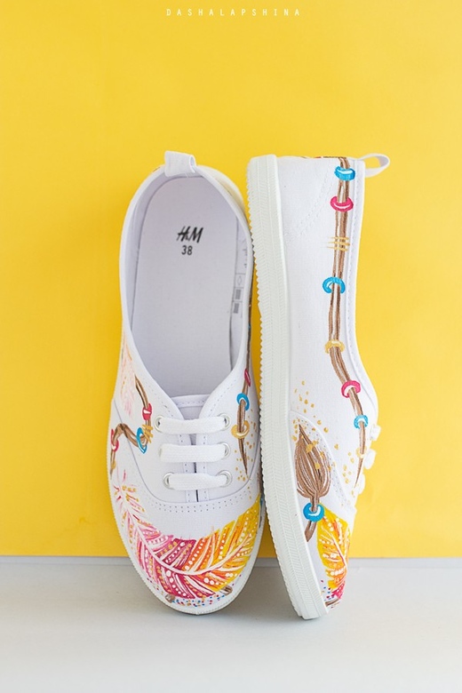 Кеды с росписью Magic feathers