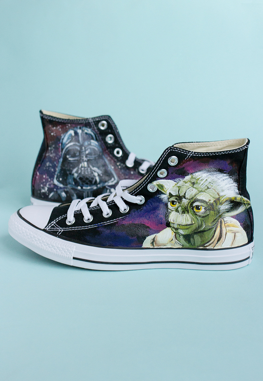 Кеды конверсы с росписью - Звёздные войны - Дарт Вейдер и Йода