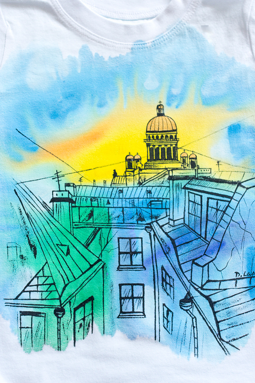 Детская футболка с росписью - Петербург