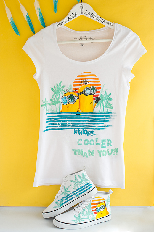 Комплект Кеды + Футболка с росписью Summer Minions