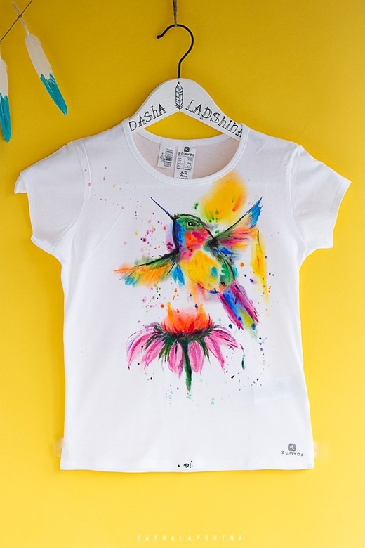 Детская Футболка с росписью Fantastic Colibri