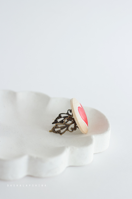 Колечко сердечное ажурное