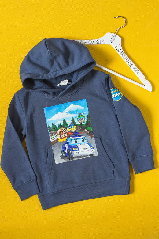 Детская толстовка с росписью -  Робокоп Поли