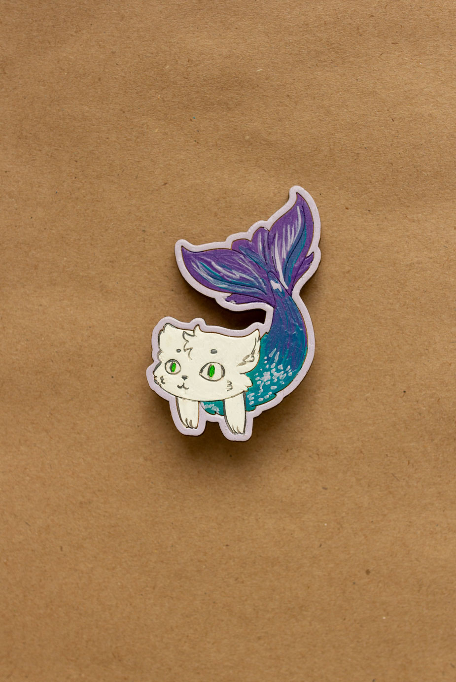 Деревянная брошь с росписью - Которусалка